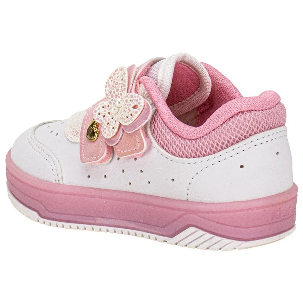 Tênis Infantil Kidy Happy Branco e Rosa com Acessório