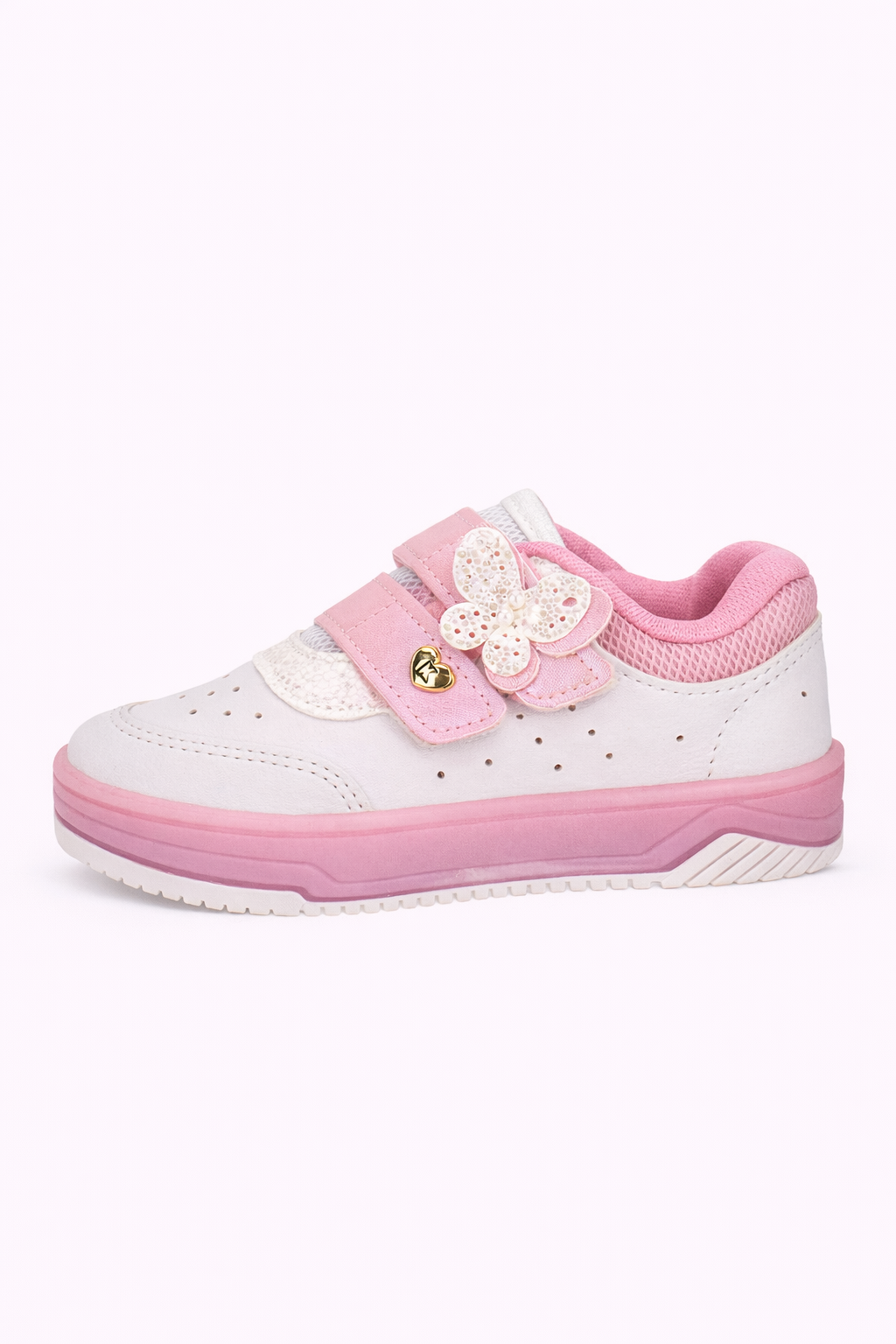 Tênis Infantil Kidy Happy Branco e Rosa com Acessório